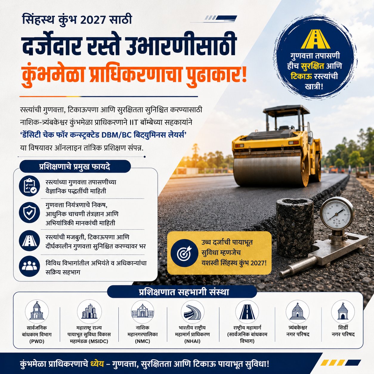 कुंभमेळ्याच्या रस्त्यांवर आता 'आयआयटी'ची नजर...   डांबरीकरणाची गुणवत्ता तपासण्यासाठी...