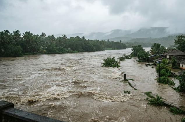 या नदीच्या पाणीपातळीत प्रचंड वाढ...  नदीकाठच्या गावांना प्रशासनाचा सतर्कतेचा इशारा...