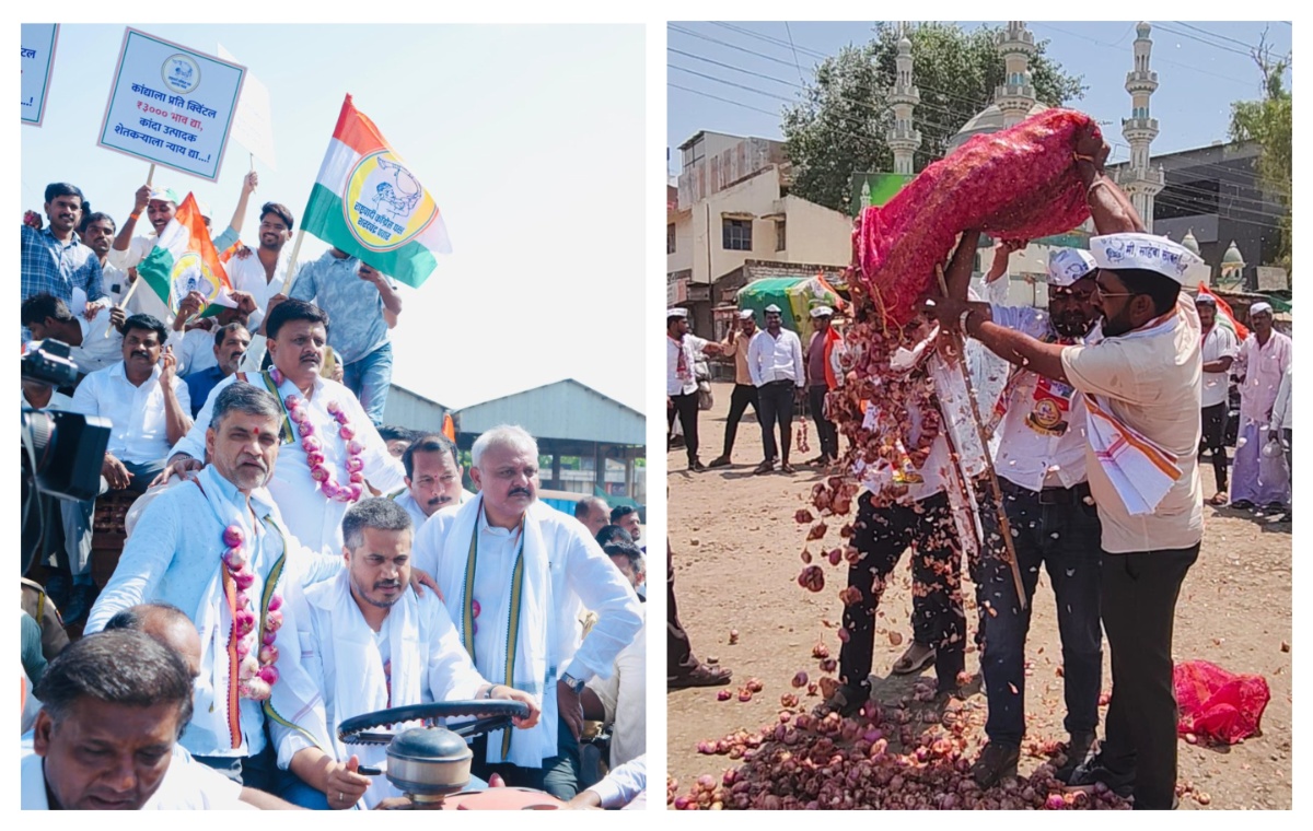 लासलगावला शेतकऱ्यांचे रस्त्यावरच ‘कांदा-भाकर’ खाऊन ठिय्या आंदोलन...  आमदार रोहित पवार, खासदार लंके,  भगरे यांच्या नेतृत्वात केली ही एकमुखी मागणी...